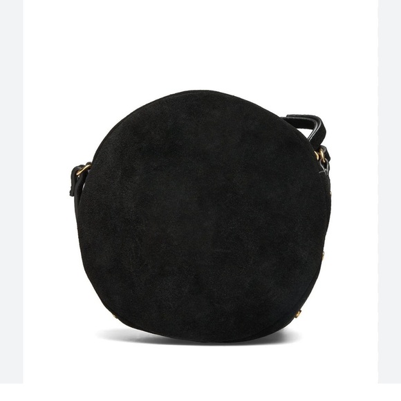 Mango round Suede leather crossbody bag dark academia - Picture 4 of 9